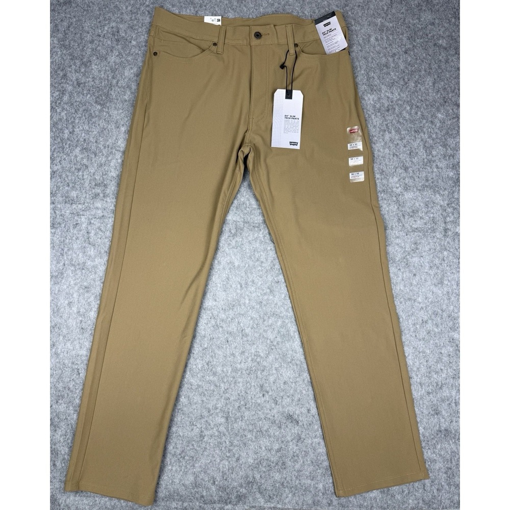 Levi's NWT 511 Slim Tech Pants 36x32 Brown Walnut Stretch Golf Quick Dry UPF 50+